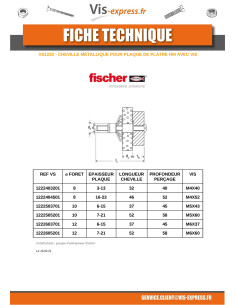 Bucha METAL Fischer hexagonal baixo HM 5X52 com Parafuso 2