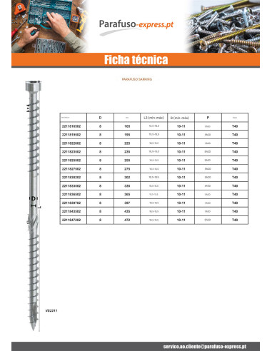 Parafusos de fixação cabeça cilíndrica dupla rosca TORX T40 8X275 Aço zinco branco