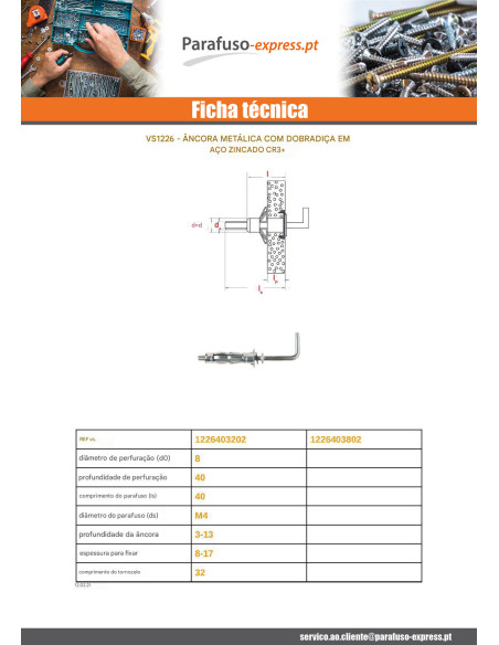 Bucha metálica 4X38 con Escápula Aço zinco branco