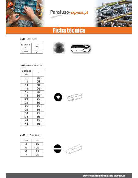 Ponteira Seguro Parafuso HC+TETON M4 chave de 2.5