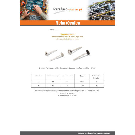 Parafuso para telhas cabeça fresada de panela TORX T20 Aço inoxidável A2 RAL7016 cinzento antracite 4,5X35 Arruela