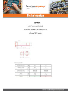 Parafuso ROTOR Leme 9/19X3"1/2 classe 10.9 Aço bruto 2