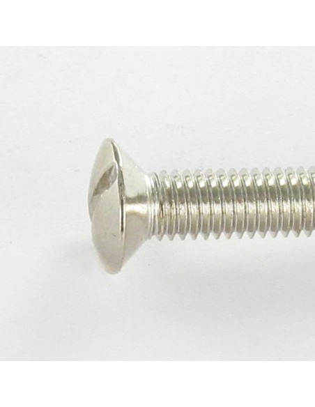Parafuso de metais cabeça fresada de panela sulcada M5X45 diâmetro da cabeça 8,9 ressalto exterior Aço niquelado