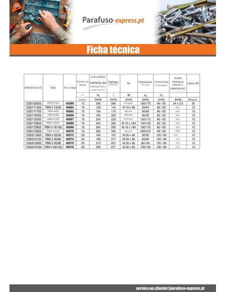 Fischer Fixações FISCHER FBN II 10X146 roscado sobre 106 Aço zinco branco