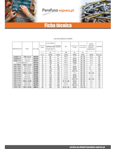 Fischer Fixações FISCHER FBN II 10X146 roscado sobre 106 Aço zinco branco