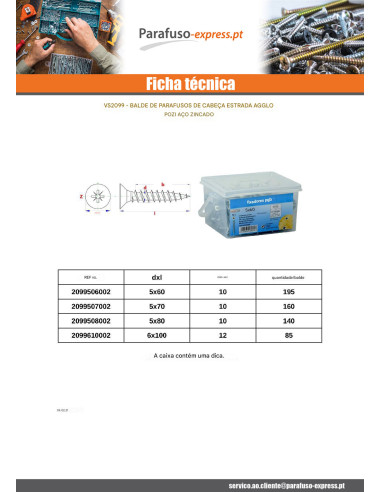 Balde de 140 Parafuso de madeira aglomerado 5X80 cabeça fresada Pozi PZ6 Aço zinco branco