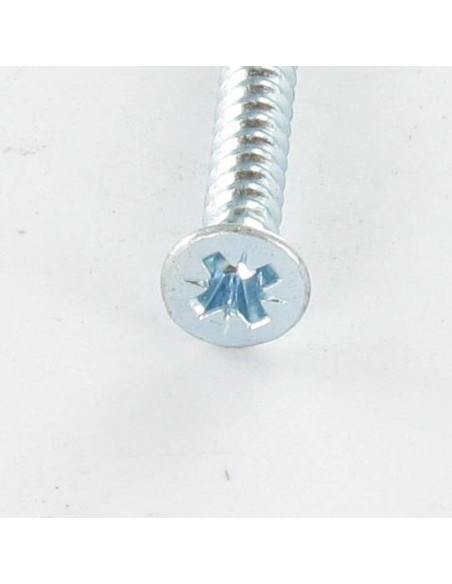 Parafuso de chapa cabeça fresada Pozi 2,2 x 6,5 Aço zinco branco