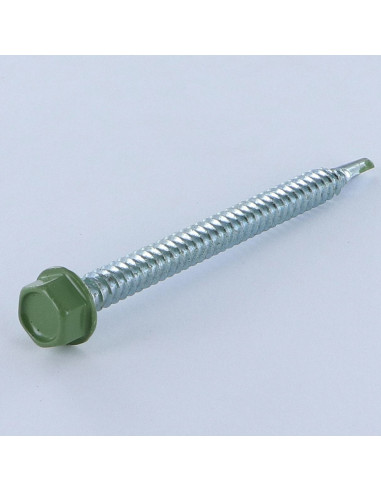 Autoperfurante cabeça hexagonal 6,3X75 rede de chapa Aço zinco branco RAL6011 verde água