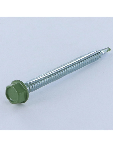 Autoperfurante cabeça hexagonal 6,3X75 rede de chapa Aço zinco branco RAL6011 verde água