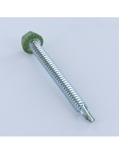 Autoperfurante cabeça hexagonal 6,3X75 rede de chapa Aço zinco branco RAL6011 verde água