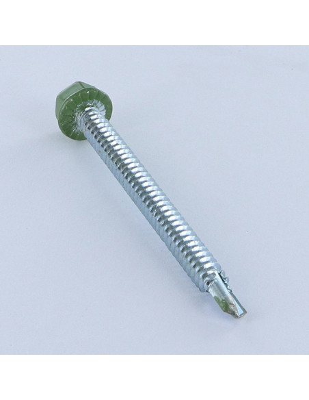 Autoperfurante cabeça hexagonal 6,3X75 rede de chapa Aço zinco branco RAL6011 verde água