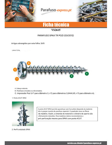 PARAFUSO Spax cabeça redonda Pozi PZ5 3X10 WIROX microparafusos