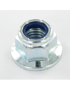 Porca autoblocante flange lisa M6 Aço zinco branco