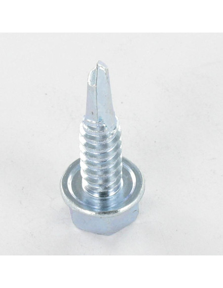 Autoperfurante cabeça hexagonal flange com gola liso 6,3X16 Aço zinco branco