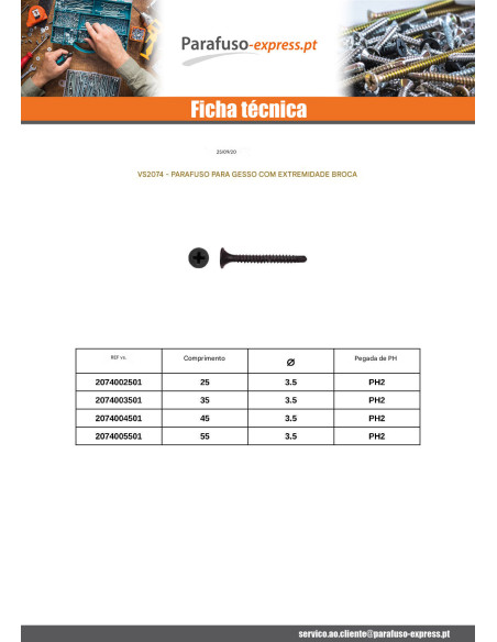 Parafusos para placas de gesso con Ponteira autoperfurante Phillips 2 3,5X55 Aço fosfatizado