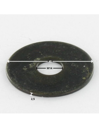 Rondela liso M14X45X2,5 LL Aço bruto - Parafuso Express