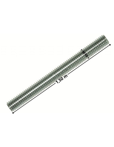 Perno roscado M10 comprimento 1,50M Aço zinco branco