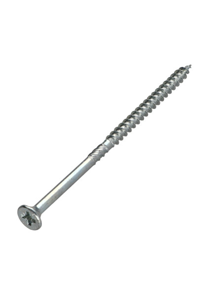 Parafuso de madeira aglomerado VBA3 cabeça fresada Pozi 5X90 rosca parcial Aço zinco branco