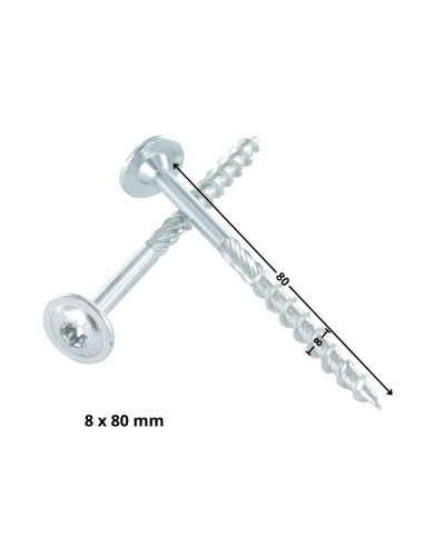 Parafusos de madeira e aglomerado TEKOR cabeça disco TORX T40 cut ponto antifenda tipo 17 8X80 rosca parcial Aço