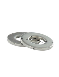 Rondela liso M6X14X1,2 M Aço zinco branco - Parafuso Express 2