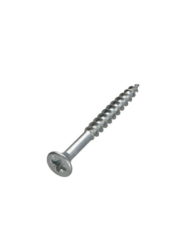 Parafuso de madeira aglomerado VBA3 cabeça fresada Pozi 4,5X60 rosca parcial Aço zinco branco