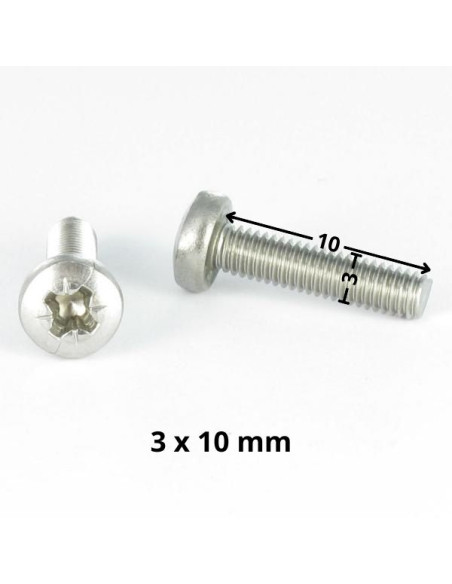 Parafuso de metais cabeça abaulada larga Pozi PZ5 M3X10 Aço zinco branco microparafusos
