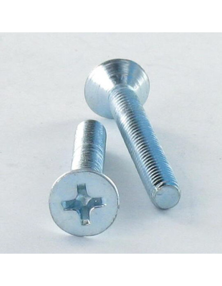 Parafuso de metais cabeça fresada phillips M6X12 Classe 8.8 Aço zinco branco