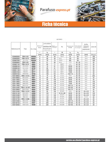 Fischer Fixações FISCHER FBN II 16X280 roscado sobre 184 Aço zinco branco
