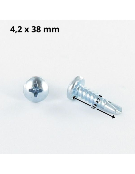 Autoperfurante cabeça cilíndrica panela phillips 4,2 x 38 rede de chapa Aço zinco branco