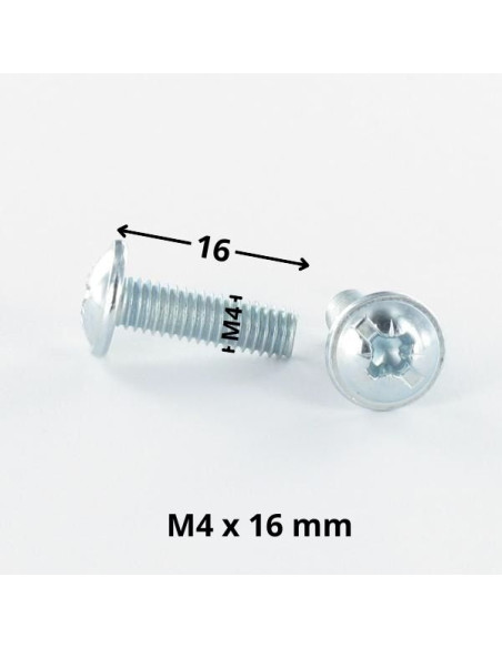 PARAFUSO cabeça de cogumelo Fenda Pozi M4X16 Aço zinco branco