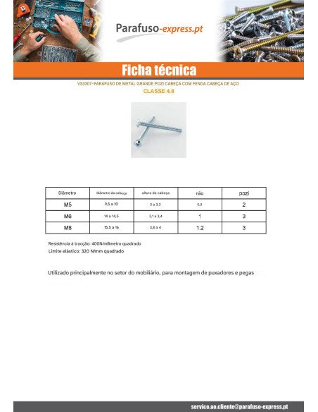 Parafuso de metais cabeça cabeça panela larga Pozi PZ7 / sulcada M8X100 Aço zinco branco