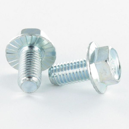 Parafuso de metais cabeça hexagonal M8X45 roscado sobre 24 flange com gola serrilhada Classe 8.8 Aço zinco branco