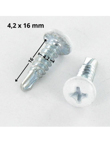 Autoperfurante cabeça cilíndrica panela phillips 4,2 x 16 Aço zinco branco lacado a branco 9016