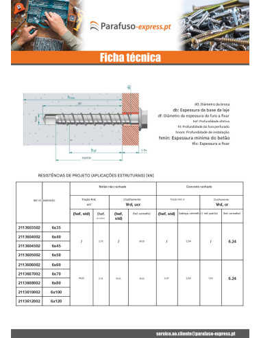 Parafuso de betão cabeça hexagonal flange com gola TORX T10 6X40 Aço zinco branco