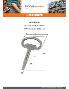 Chave de MANOBRA con quadrado cónico MACHO - Parafuso Express 2