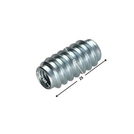 Inserto não ranhurada Aço zinco branco M8 12X25