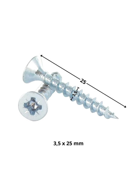 Parafuso de madeira aglomerado PREMIUM cabeça fresada Pozi PZ6 3,5 x 25 Aço zinco branco