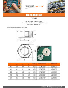 Porca natural nylon hexagonal HU M20 - Parafuso Express 2