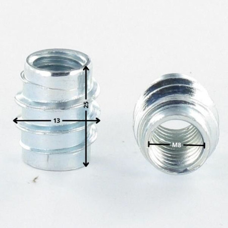 Inserto não ranhurada Aço zinco branco M8 13X25