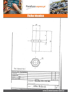 Bucha hexagonal Dicromato 8X20 M5 sobre plano 8 - Parafuso Express 2