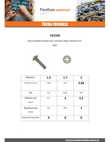 Parafuso autorroscante Perno metais cabeça cilíndrica phillips M2X10 Aço zinco branco microparafusos