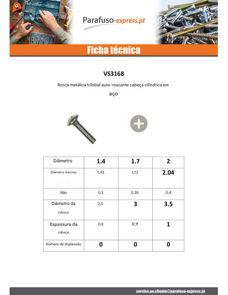 Parafuso autorroscante Perno metais cabeça cilíndrica phillips M2X10 Aço zinco branco microparafusos