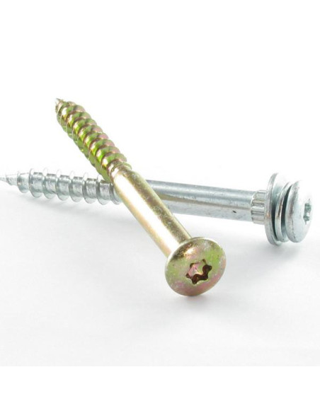 Parafuso de madeira aglomerado cabeça de cogumelo 7X80 roscado sobre 40 TORX T30 impermeável Aço zinco branco 96