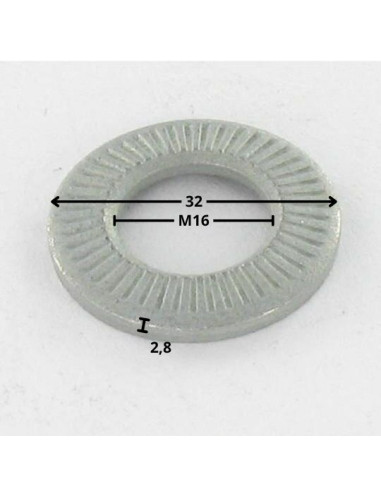 Arruelas de contacto M16X32X2,8 Aço zinco branco gama M (Média)