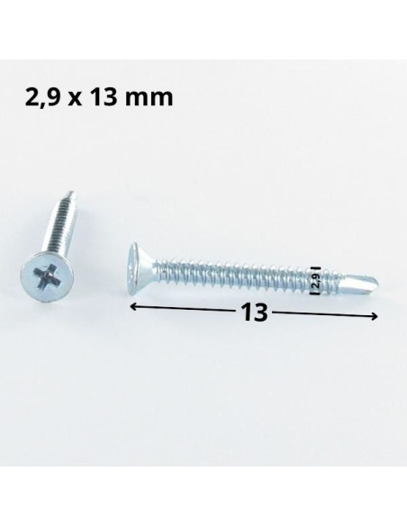 Autoperfurante cabeça fresada phillips 2,9 x 13 rede de chapa Aço zinco branco