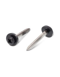 Parafuso de chapa cabeça cilíndrica Pozi PZ6 + Rondela Nylon 3,9 x 32 Aço inoxidável A2 RAL7016 cinzento antracite