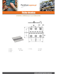 Dobradiça Tipo sulcada 6 orifícios Aço inoxidável A2 50X60 2
