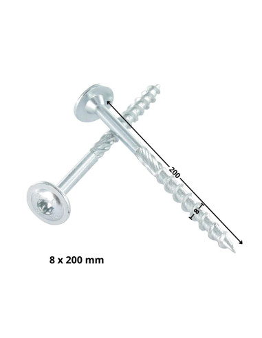 Parafusos de madeira e aglomerado TEKOR cabeça disco TORX T40 cut ponto antifenda tipo 17 8X200 rosca parcial Aço