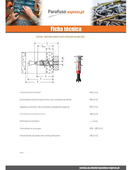 Bucha DUOBLADE Fischer com Parafuso 4,5X40 - Parafuso Express