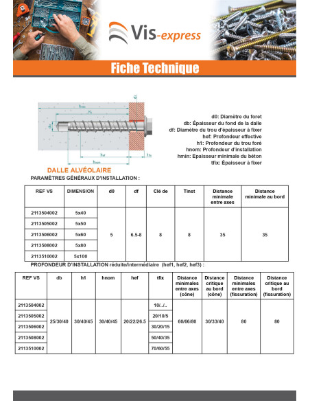 Parafuso de betão cabeça hexagonal flange com gola TORX T8 5X50 Aço zinco branco
